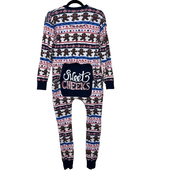 Lazy One Sweet Cheeks Drop Seat Open Back Cotton Gingerbread One Piece Pajamas S - Picture 9 of 10